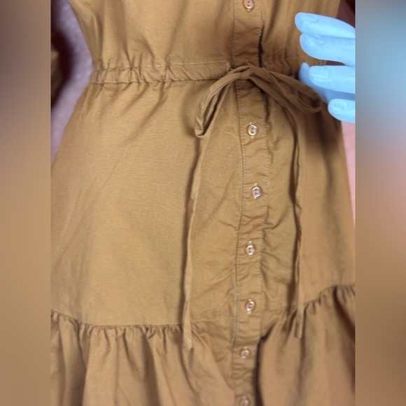 Astr The Label Ruched Flounce Shirtdress Long Sleeve Buttoned brown Small.  E32 - Picture 11 of 17